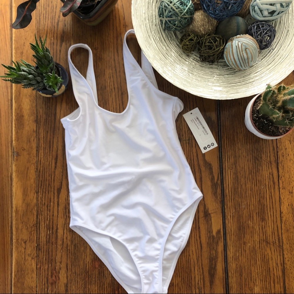 BooHoo White Scoop Back Bathingsuit